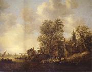Rembrandt, View of a Town on a River